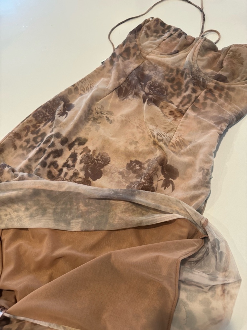 Updated pictures House of CB Beige and Brown Floral Slip Dress - Picture 8 of 8